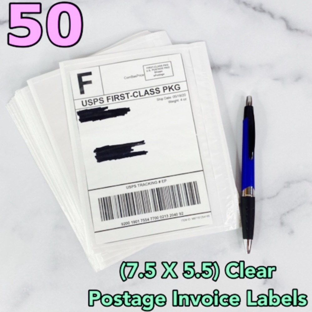 50 (7.5 X 5.5) Clear Postage Invoice Label Pockets PRICE IS FIRM - Picture 5 of 8